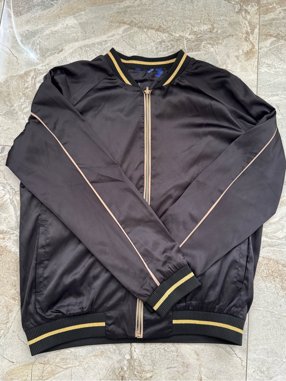 Simons Black Bomber Jacket with Gold Trim